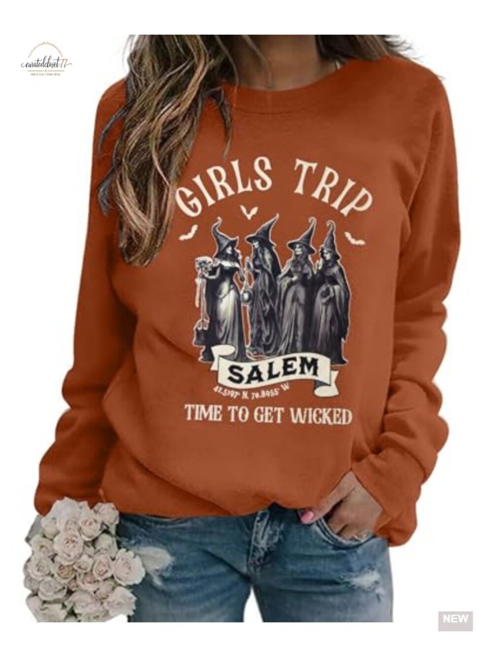 Halloween Sweatshirt Womens Witch Graphic Pullover Crew Neck Long Sleeve